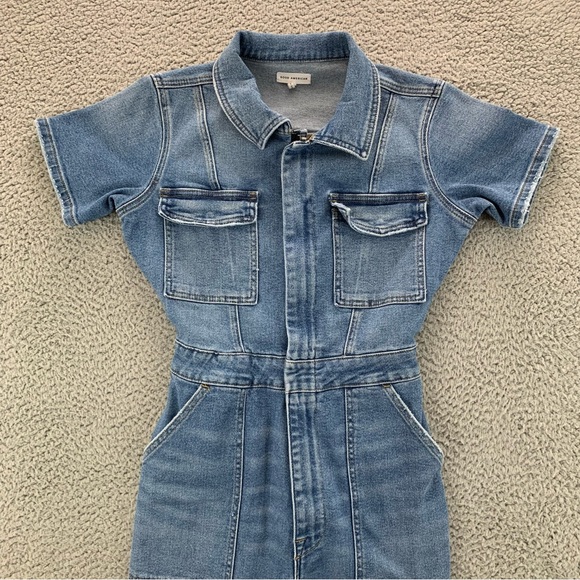 Good American Women's Utility Jumpsuit Denim 6 Pockets Straight Legs -  Size: 1 - Picture 5 of 16